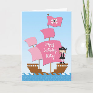 Cartão Pink Pirate Birthday