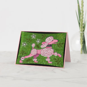 Cartão PINK POODLE PARADE - playful poodle greeting card