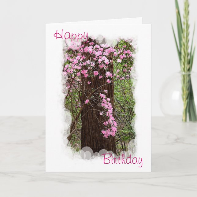 Cartão Pink Rhododendrons Birthday Card (Frente)