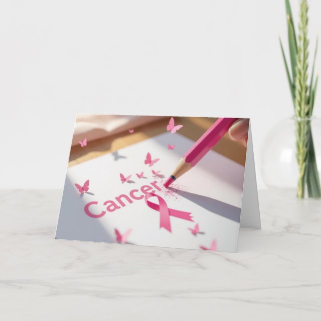 Cartão Pink Ribbon Breast Cancer Awareness Text (Frente)