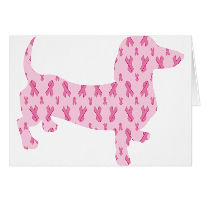 Cartão Pink Ribbon Dachshund (Frente Horizontal)