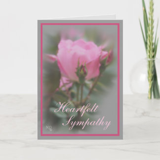 Cartão Pink Rose & 2 Buds on Gray -customize any occasion