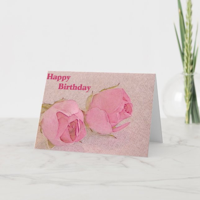 Cartão Pink Rose Birthday (Frente)