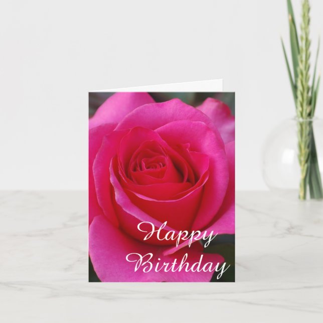 Cartão Pink Rose Birthday Card (Frente)