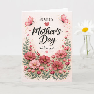 Cartão Pink Rose Floral Mother’s Day Card