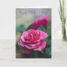 Pink Rose Happy Mother's Day Card Blank Inside