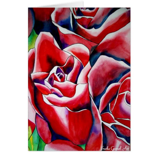 Cartão Pink Roses — pintura de aquarela (Frente)