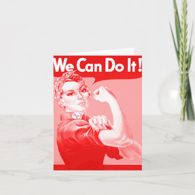 Cartão Pink Rosie the Riveter "We Can Do It!" Note Card (Frente)