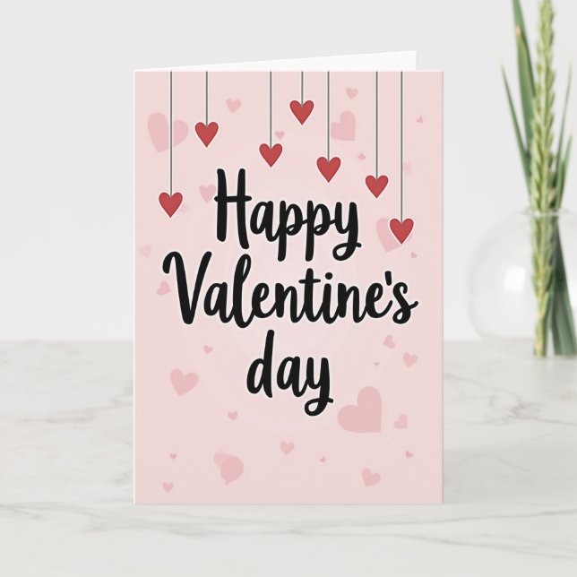 Cartão Pink Script Happy Valentines Day Card (Frente)
