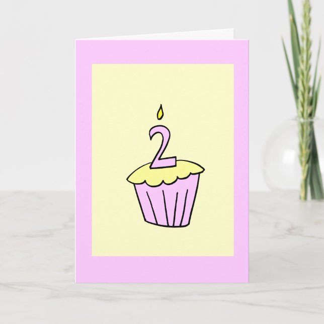 Cartão Pink Second Birthday Cupcake Card (Frente)