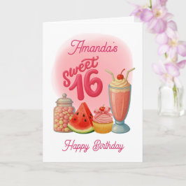Cartão Pink Sweet Sixteen Birthday Card