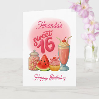 Cartão Pink Sweet Sixteen Birthday Card