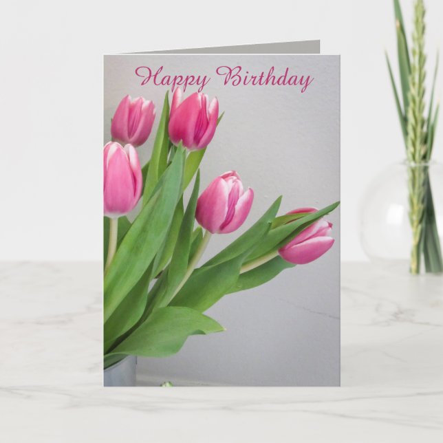 Cartão Pink Tulip Birthday Card (Frente)