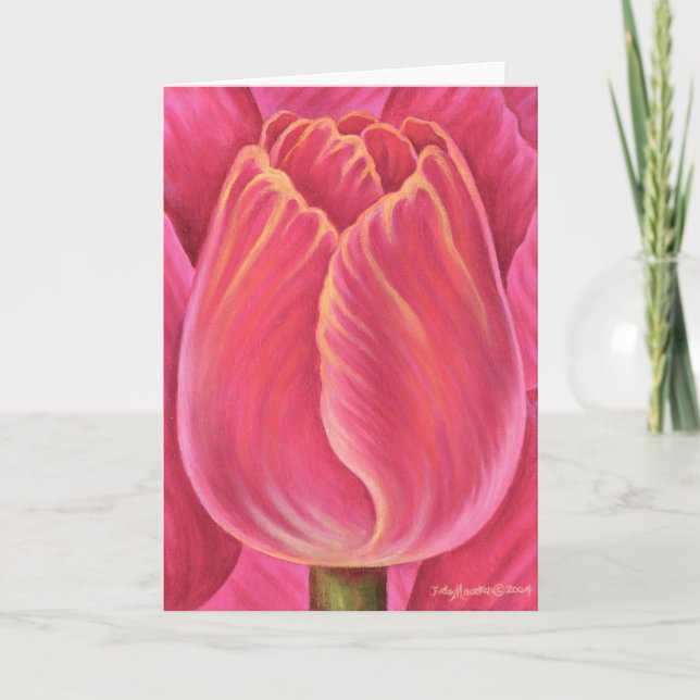 Cartão Pink Tulip Flower Nature Painting - Multi (Frente)
