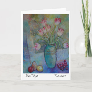 Cartão Pink Tulips blank greetings card original artwork