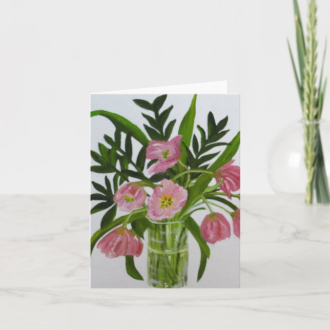 Cartão Pink Tulips note card (Frente)