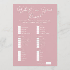 Cartão Pink What's in Your Purse Bridal Shower Game