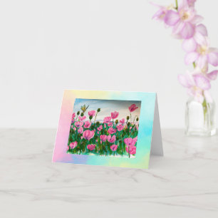 Cartão Pink Wildflowers Folded Greeting Card