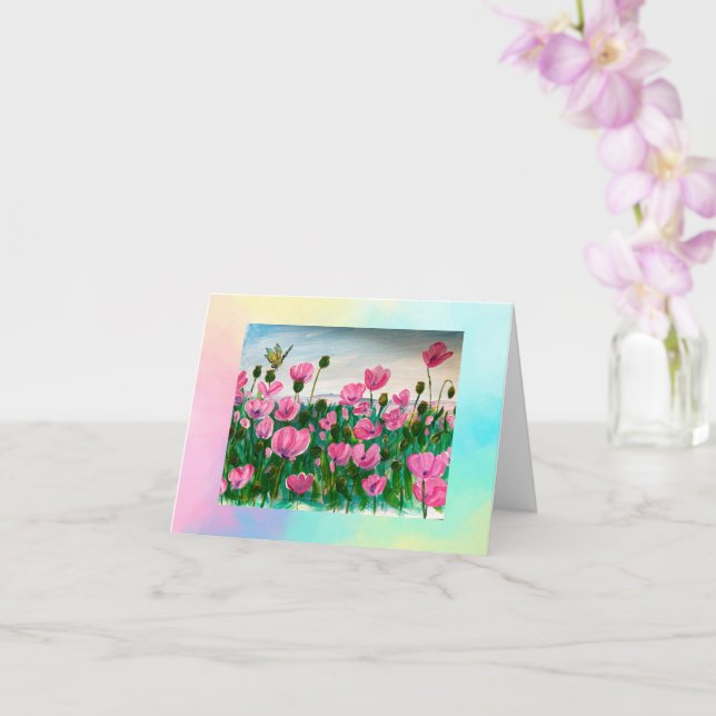 Cartão Pink Wildflowers Folded Greeting Card (Orquídea)
