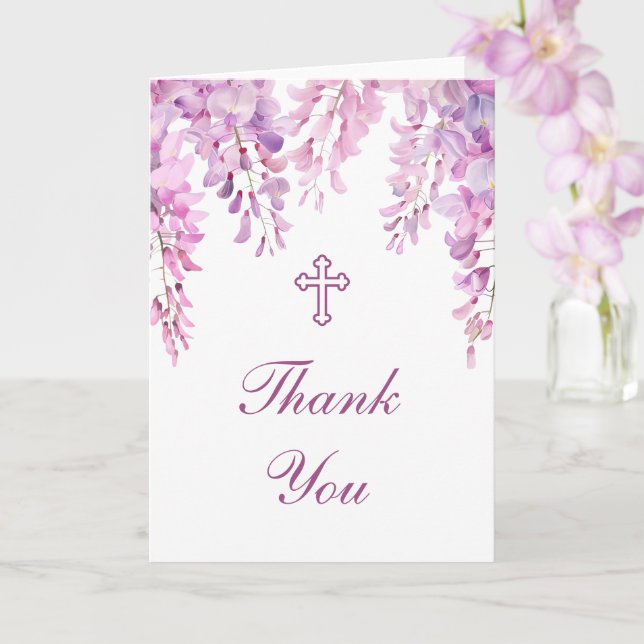 Cartão Pink Wisteria Holy Cross Religious Thank You (Orquídea)