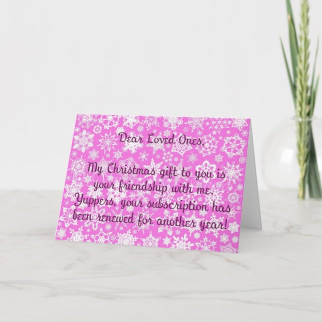 Cartão Pink with Snowflakes Snarky Christmas Card (Frente)