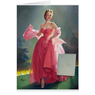 Cartão Pino do vestido vermelho