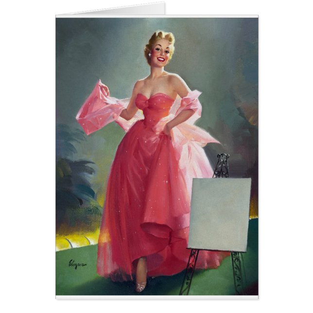 Cartão Pino do vestido vermelho (Frente)