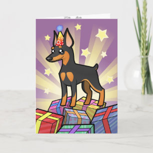 Cartão Pinscher diminuto do aniversário/Manchester