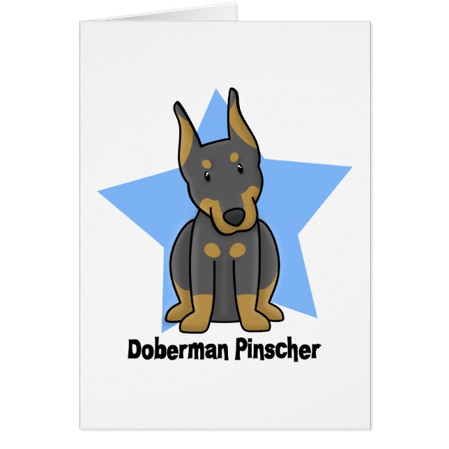 Cartão Pinscher do Doberman da estrela de Kawaii (Frente)