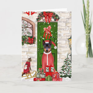 Cartão Pinscher Miniatura Cachorro Natal