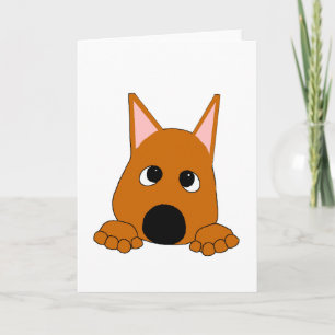 Cartão Pinscher Miniatura Stag Vermelho Espiando Cartoon