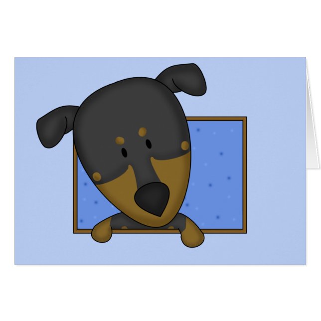 Cartão Pinscher quadro do Doberman dos desenhos animados (Frente Horizontal)