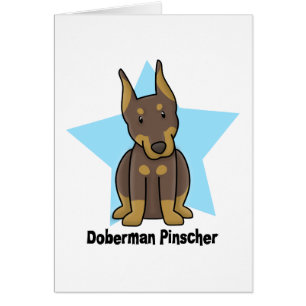 Cartão Pinscher vermelho do Doberman da estrela de Kawaii
