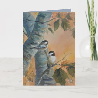 Cartão pintado à mão "Chickadees"