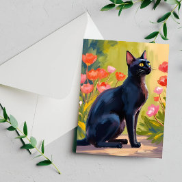 Cartão Pintado com Aquarela de Flores de Gatinho d