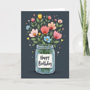 Cartão Pintado de Aniversário Alegre