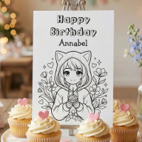 Pinte-me | Aniversário de Anime de Menina