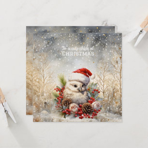 Cartão Pintinho de Natal bonito