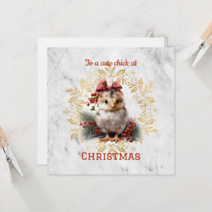 Cartão Pintinho de Natal bonito