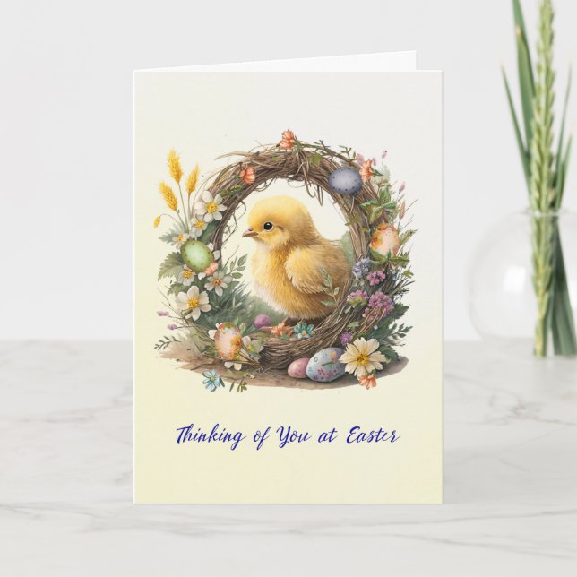 Cartão Pintinho de páscoa na faixa de água do Grapevine (Frente)