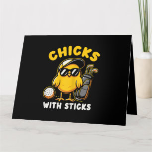 Cartão Pintinhos Com Sticks Golfer Girl Gol