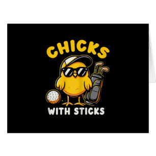 Cartão Pintinhos Com Sticks Golfer Girl Gol