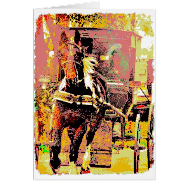 Cartão Pinto Amish Horse 8 Bits Art (Frente)