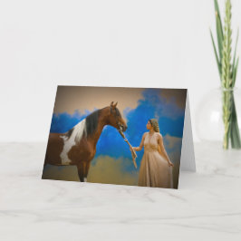 Cartão Pinto horse and Lady