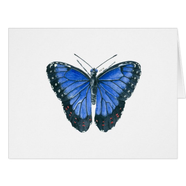 Cartão Pintor aquoso da borboleta Azul Morpho (Frente horizontal)