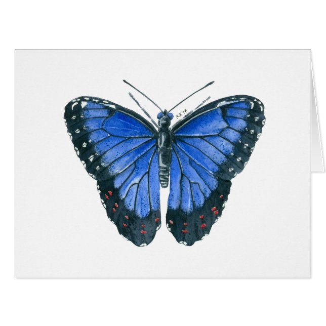 Cartão Pintor aquoso da borboleta Azul Morpho (Frente horizontal)