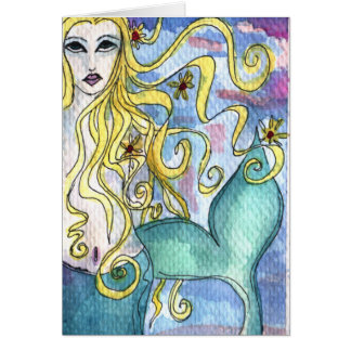 Cartão Pintor de Aquarela Mermaid