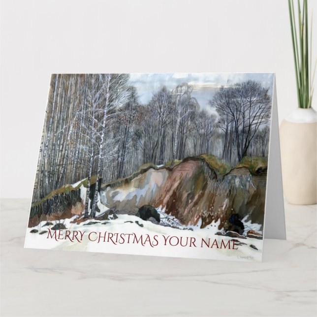 Cartão Pintor de neve em ravina, aquarela em seda (Frente)