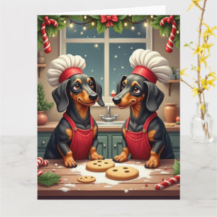 Cartão Pintores de Bolinhos de Natal Dachshund Pintura de