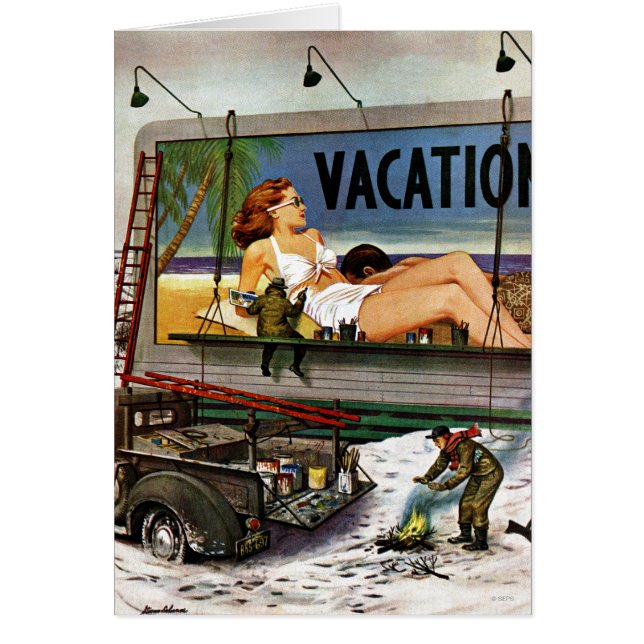 Cartão Pintores de outdoor em inverno por Stevan Dohanos (Frente)